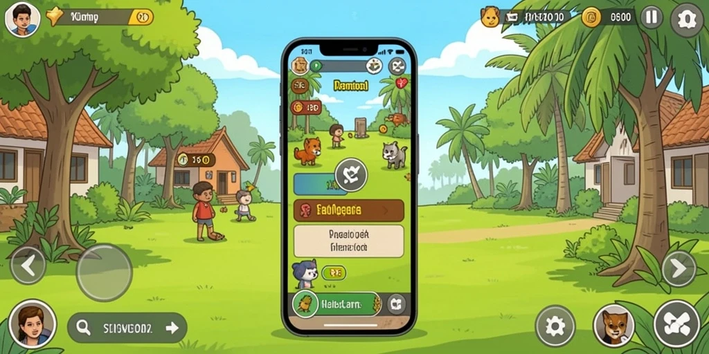 Tampilan utama game dengan karakter menarik.
